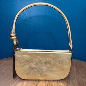 Behno New York Ina Mini Pouchette Metallic Gold Leather Shoulder Bag